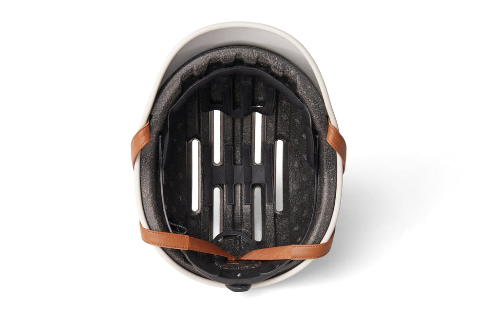 Heritage 2.0 Bike & Skate Helmet, silver, inside view of the liner and straps