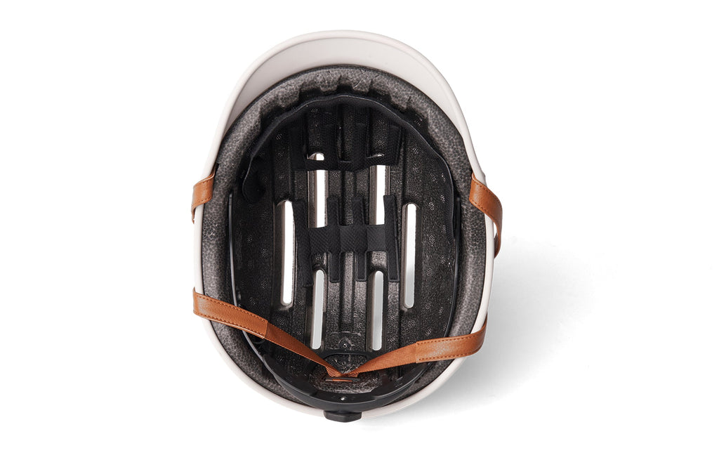Heritage 2.0 Bike & Skate Helmet, white, inside view of the liner and straps