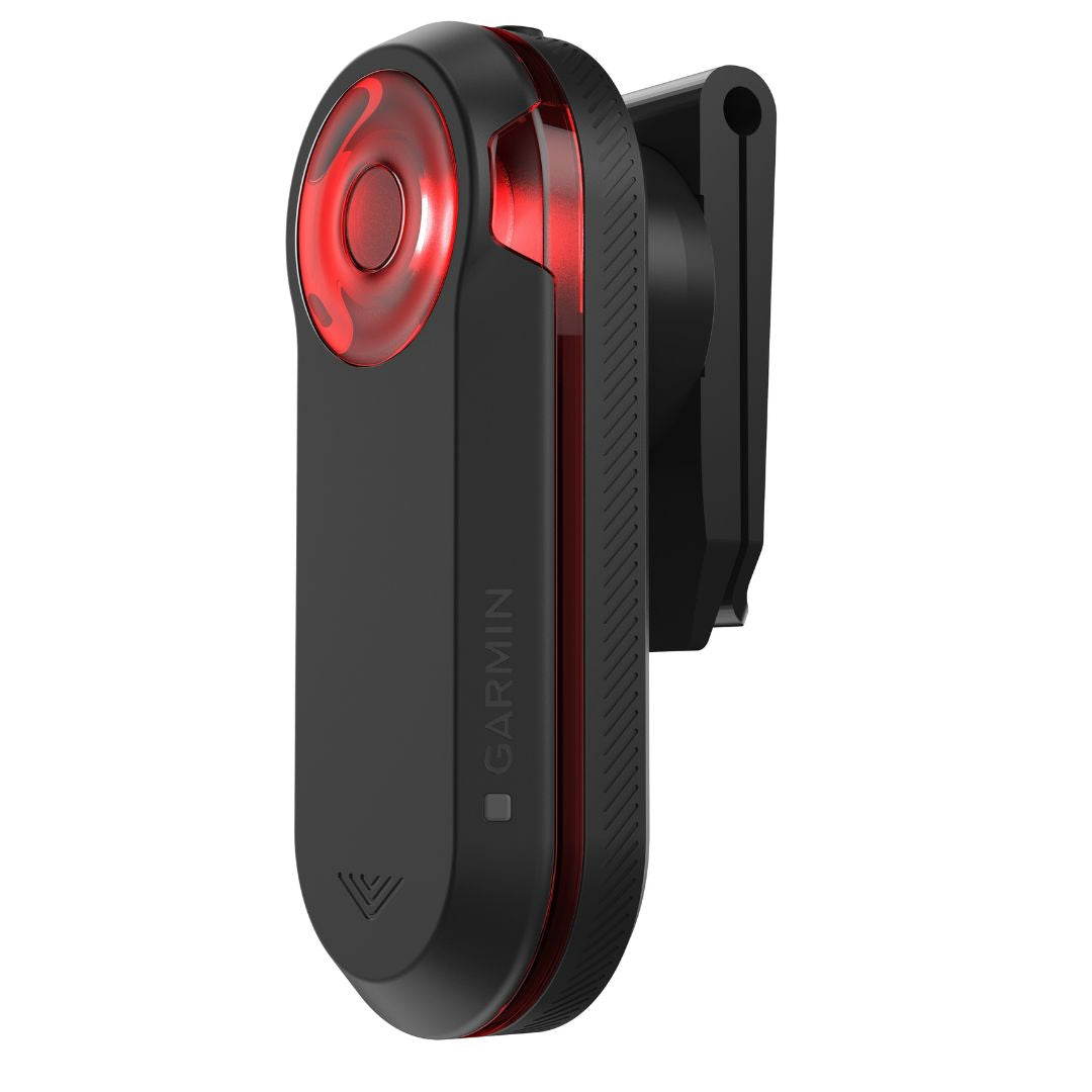 KOM Saddle Bag Radar Mount for Garmin Varia, with a radar tail light attached, rear view