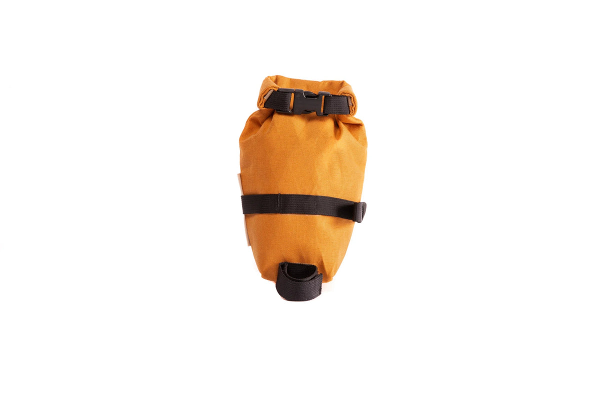 Outer Shell Rolltop Saddlebag, orange, rear view
