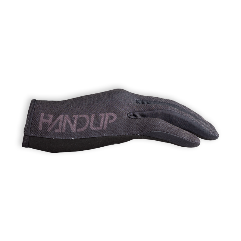 Handup Gloves, Pure Black, folded, side view