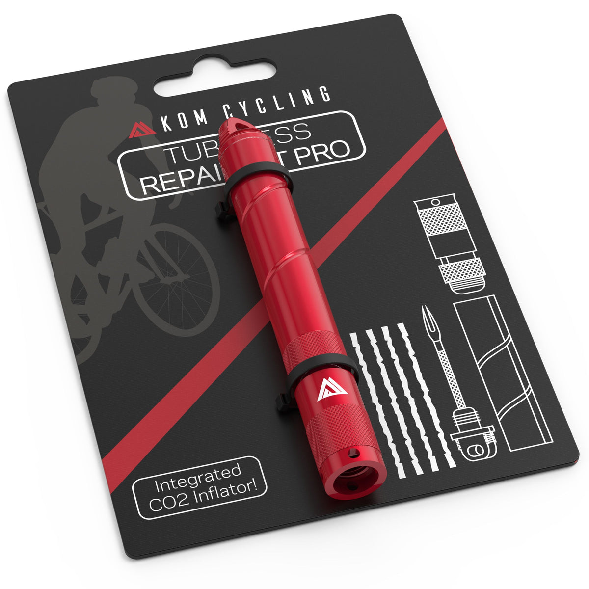 KOM Tire Repair Tool PRO tubeless plug kit with CO2 inflator