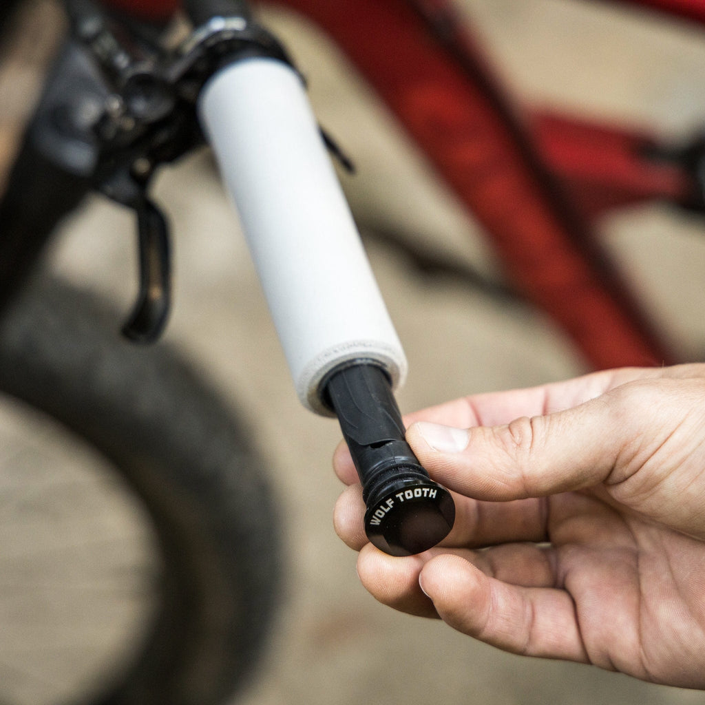 Wolf Tooth EnCase System Bar Kit One, end cap seated in the handlebar