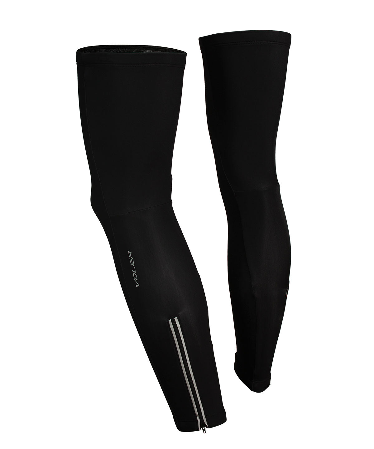 Voler Artico Leg Warmers, black pair with ankle zips and reflective accents