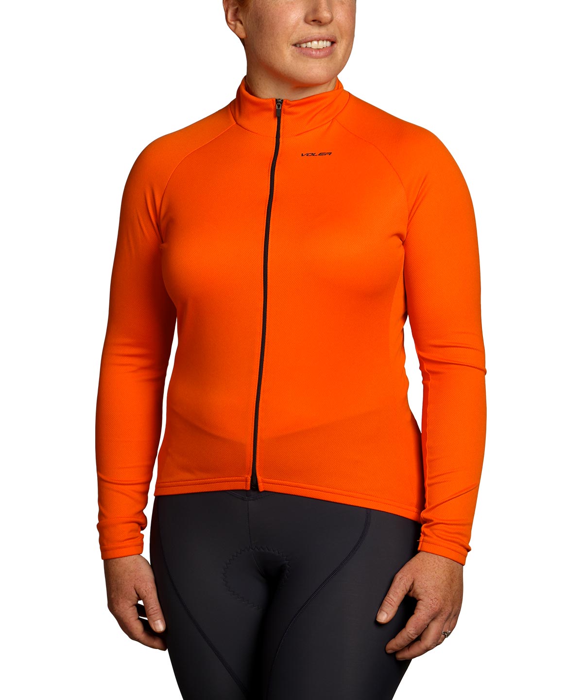 Voler Women's Jet Lightweight Long Sleeve Jersey, orange, worn, front view