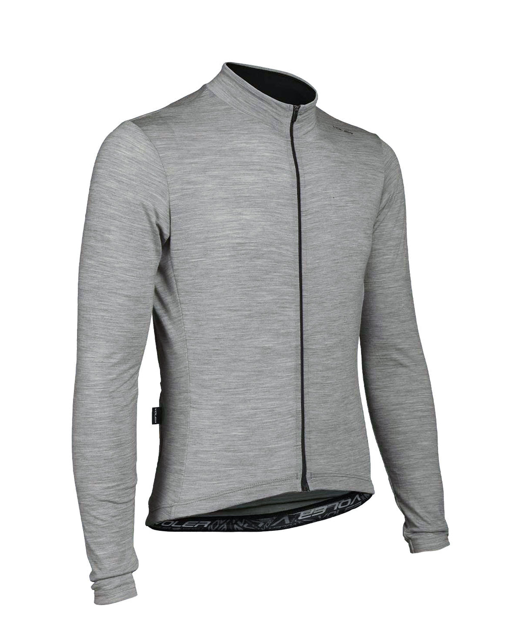 Voler Men's Midweight Merino Long Sleeve Jersey, Heather Grey