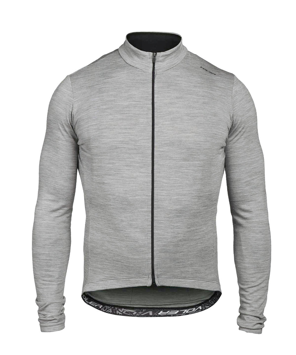 Voler Men's Midweight Merino Long Sleeve Jersey, Heather Grey