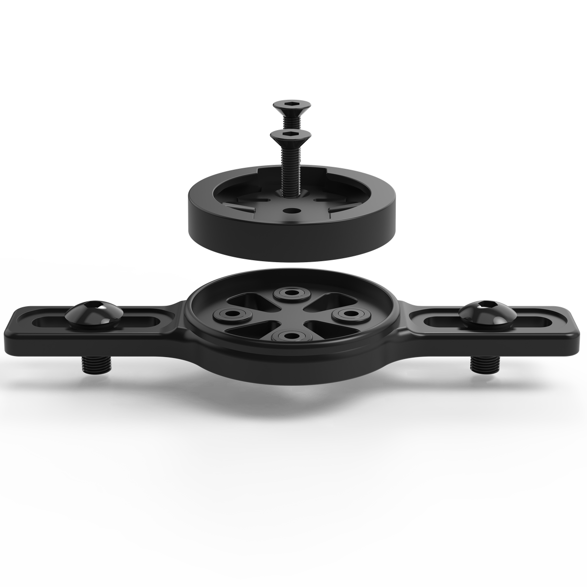 KOM Rear Rack Radar Mount for Garmin Varia, exploded view of the mount parts
