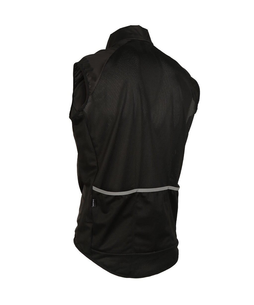 Voler Men's Classic Wind Vest, black, back view with pocket