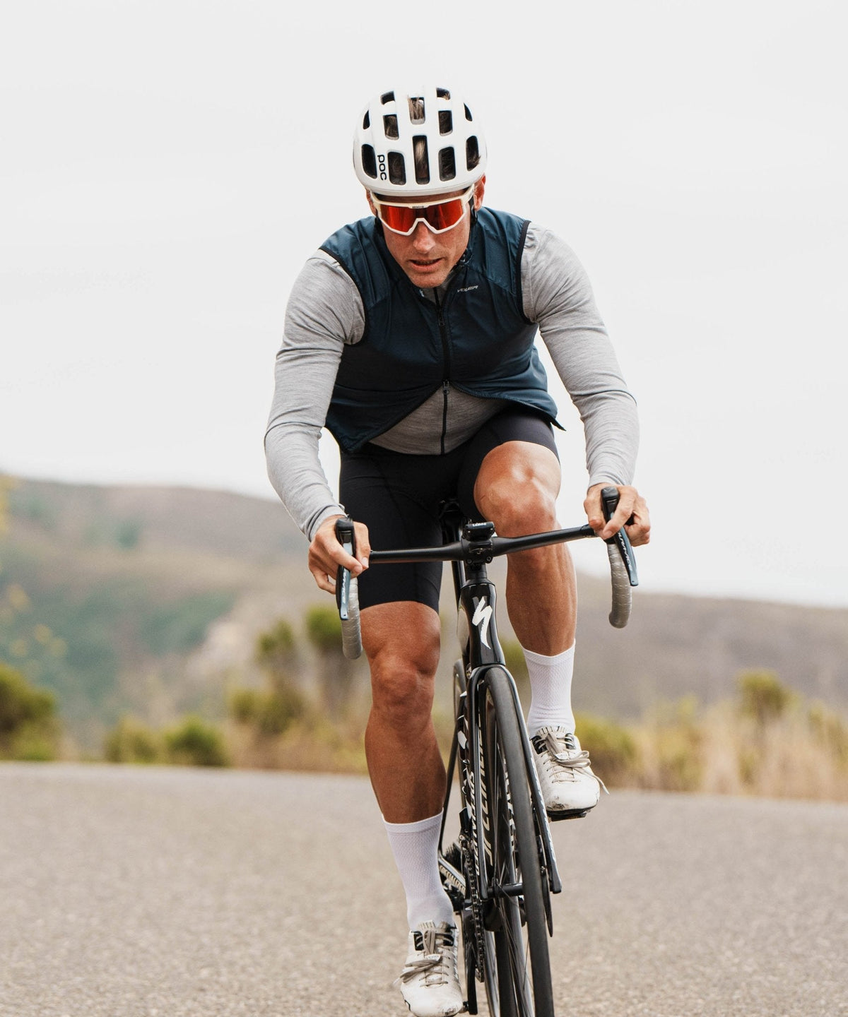 Voler Men's Midweight Merino Long Sleeve Jersey, Heather Grey