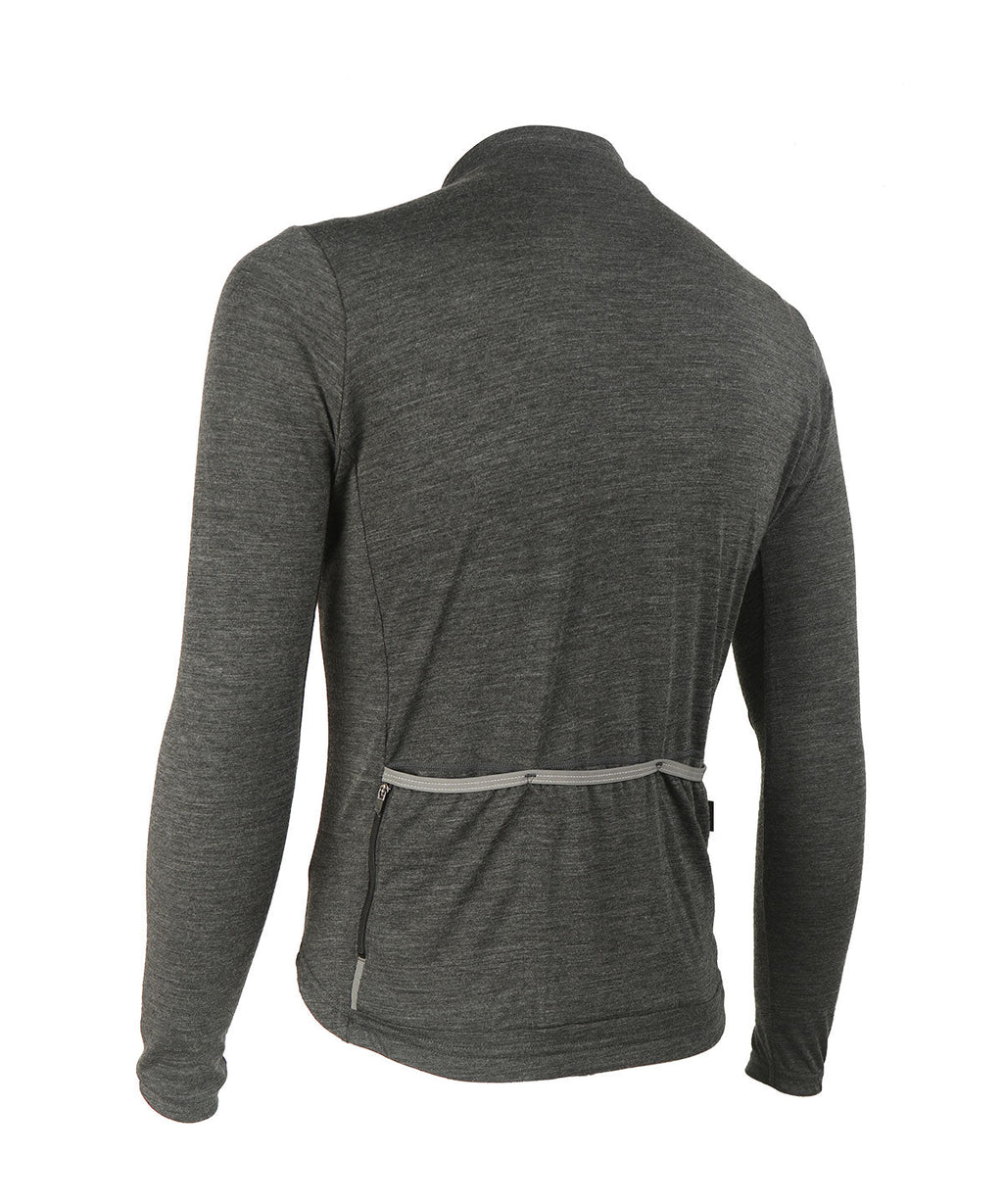 Voler Men's Midweight Merino Long Sleeve Jersey, Charcoal Heather