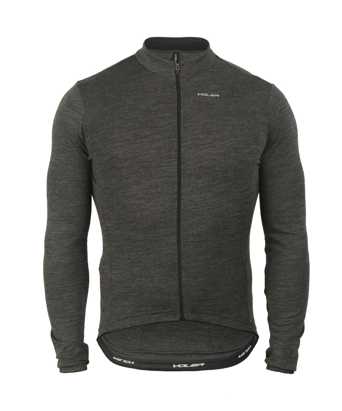 Voler Men's Midweight Merino Long Sleeve Jersey, Charcoal Heather