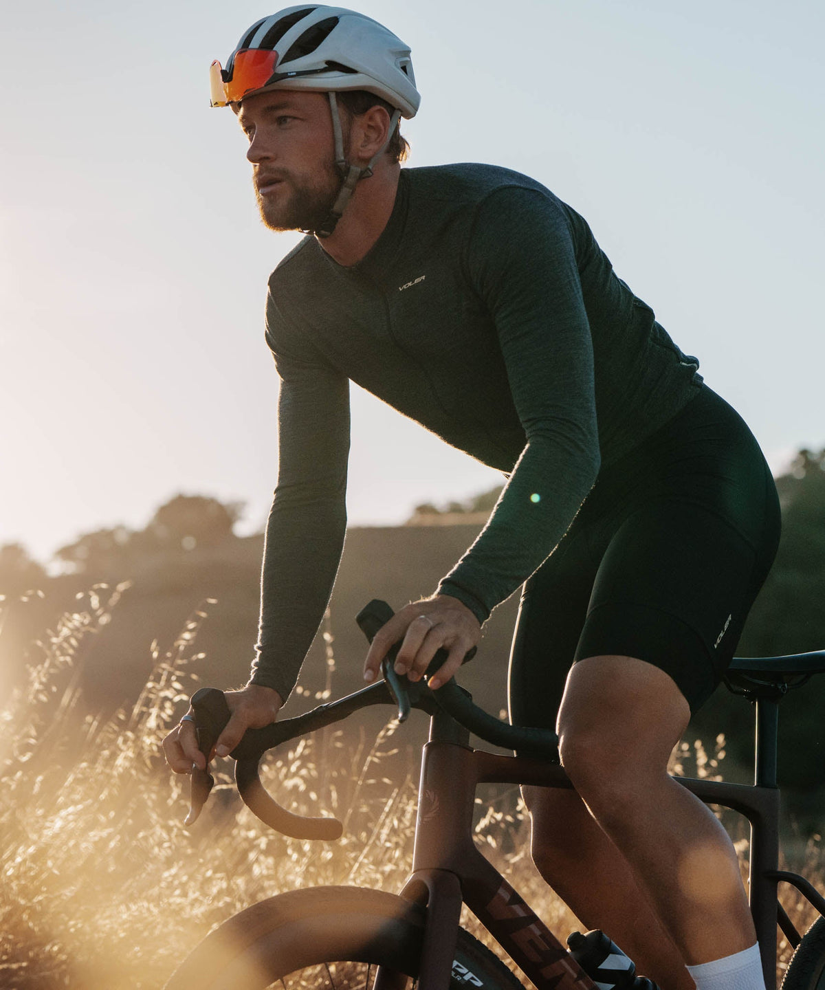 Voler Men's Midweight Merino Long Sleeve Jersey, Charcoal Heather