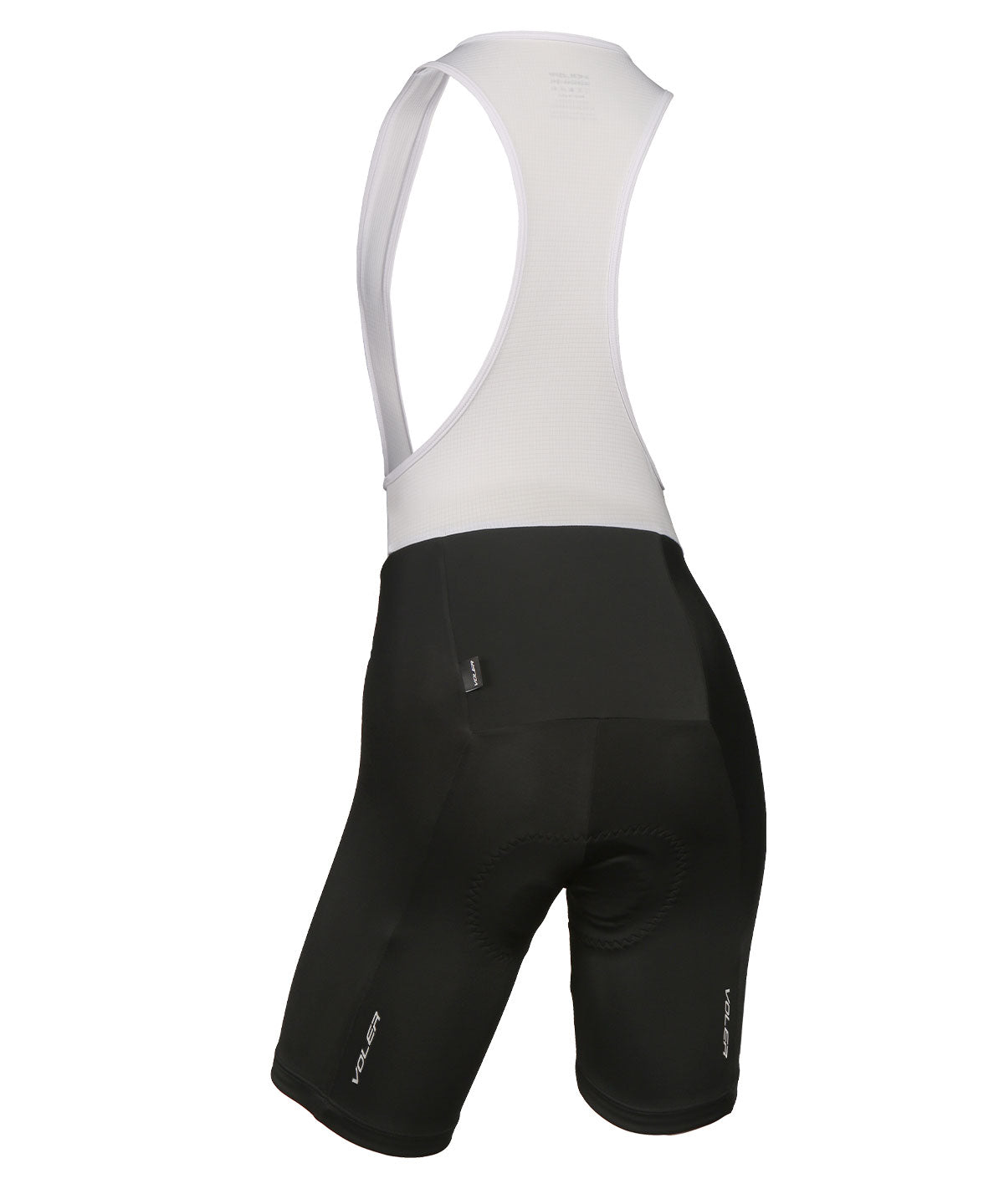 Voler Women's Peloton Bib Short, Black, side view with white straps