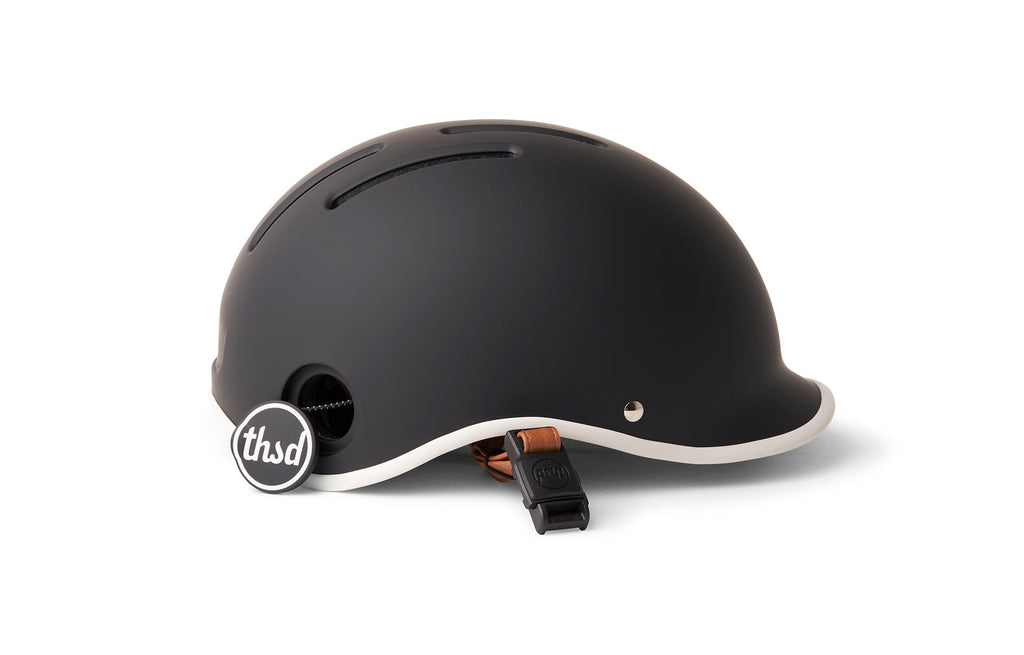 Heritage 2.0 Bike & Skate Helmet, black, side profile with lock port open