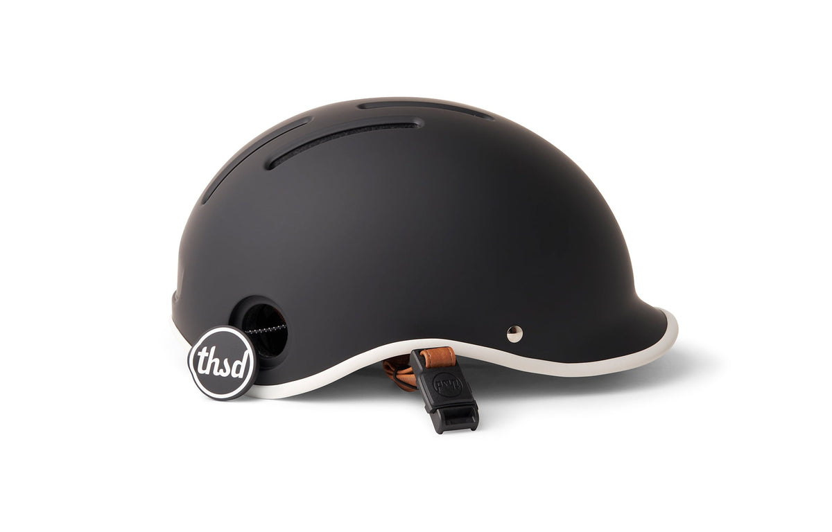 Heritage 2.0 Bike & Skate Helmet, black, side profile with lock port open