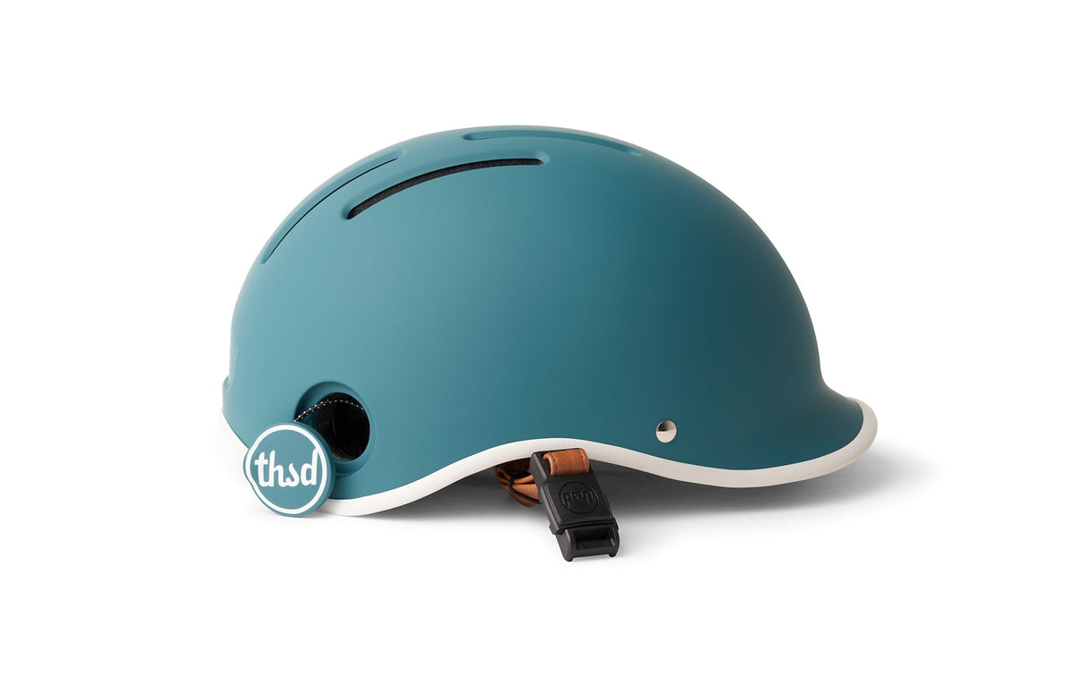 Heritage 2.0 Bike & Skate Helmet, teal, side profile with lock port open