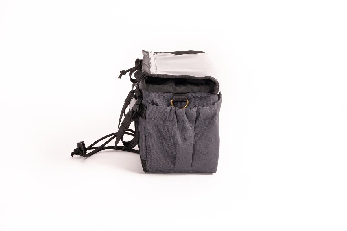 Outer Shell Drawcord Handlebar Bag, side view with drawcord