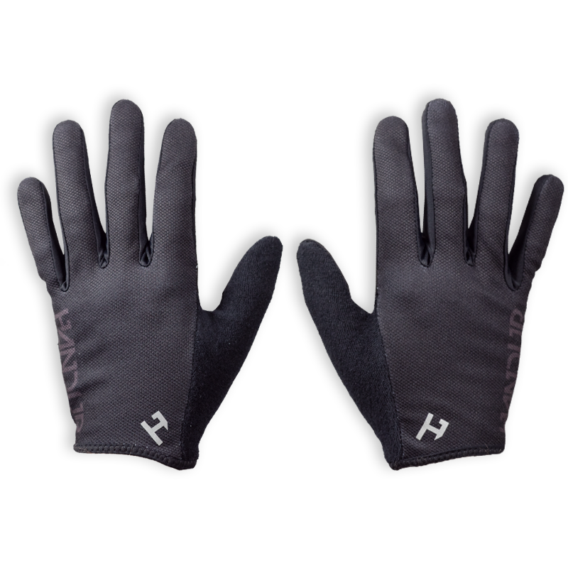 Handup Gloves, Pure Black, pair laid flat, back of hand