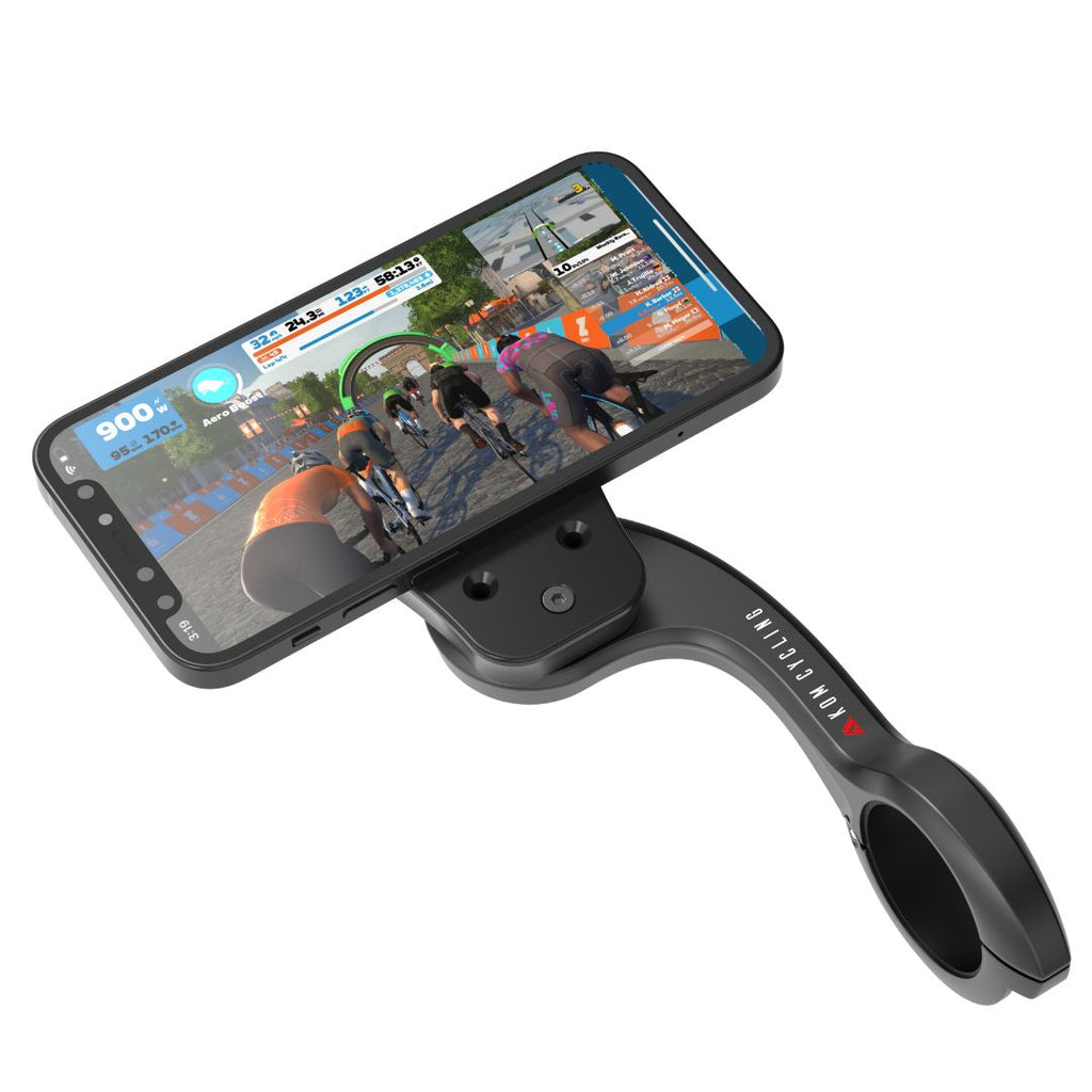 KOM MagSafe Phone Mount, holding a phone on the out-front mount