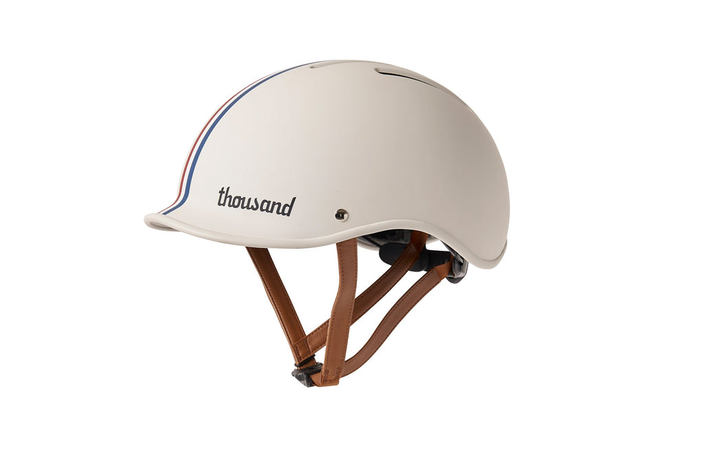Heritage 2.0 Bike & Skate Helmet, white, side view with straps
