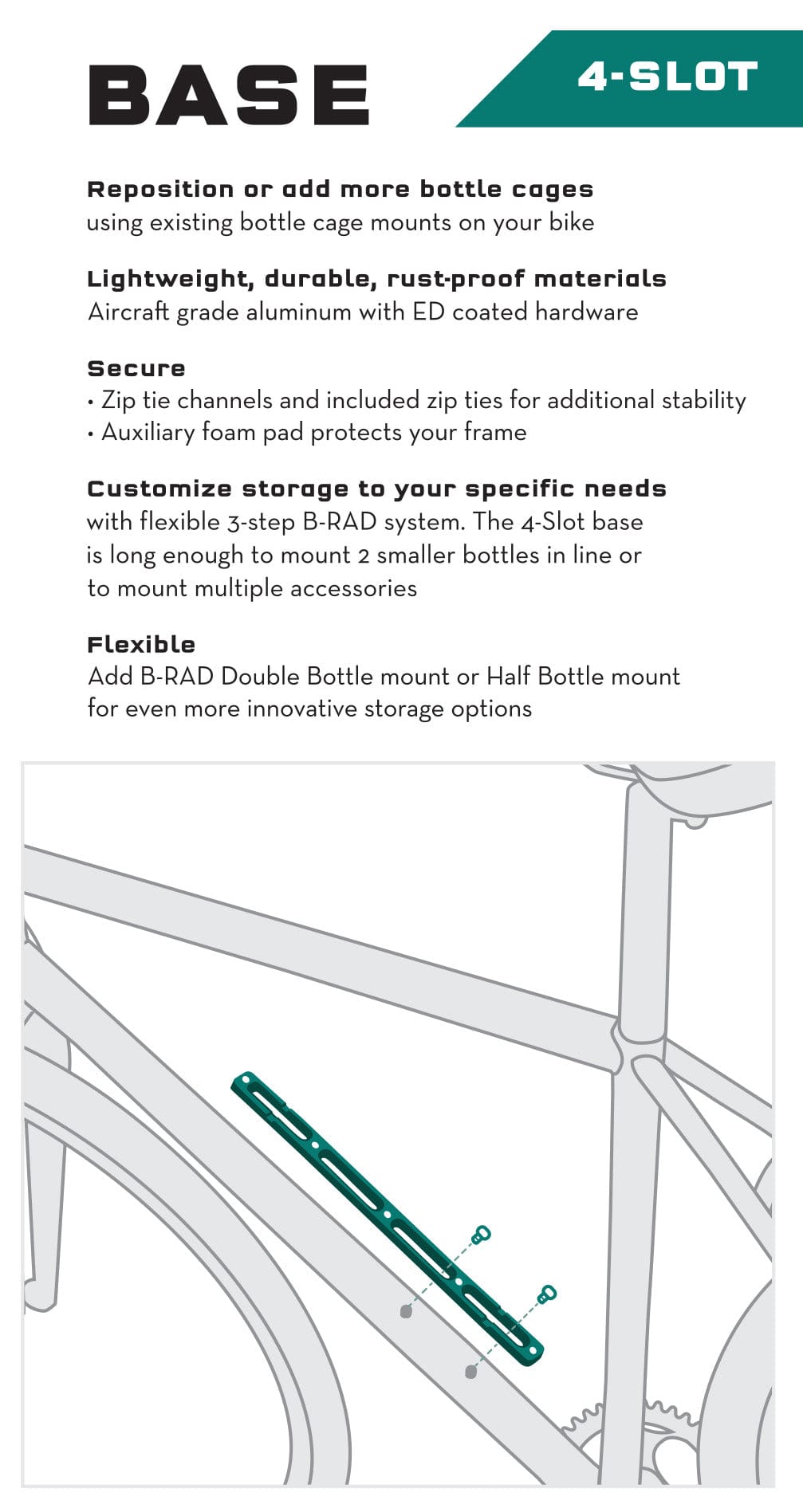 Wolf Tooth B-RAD Mounting Base, 4-slot base product sheet