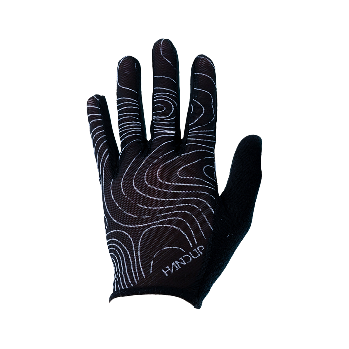 Handup Summer LITE Gloves, Topo Map Black, full-finger cycling glove