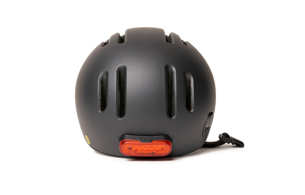 Chapter MIPS Helmet, black, rear view with light on