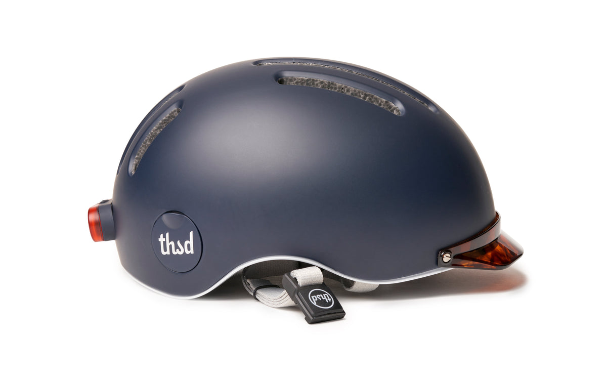 Chapter MIPS Helmet, navy, side profile with visor and rear light