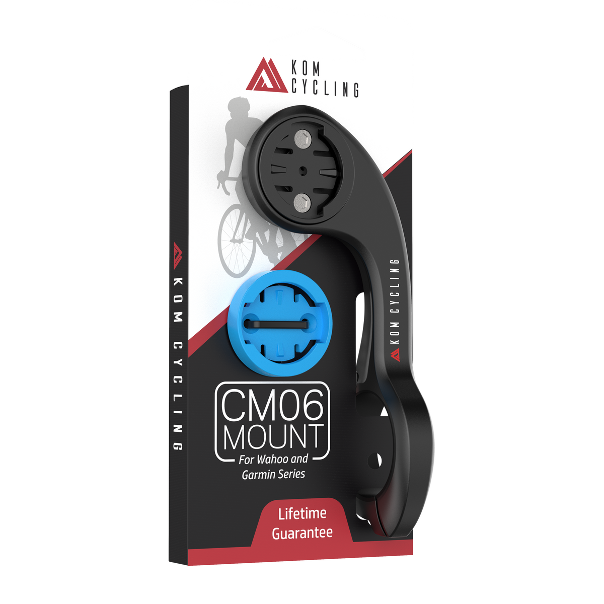 KOM CM06 Quick Release Computer Mount with GoPro Adapter, in retail packaging with blue insert