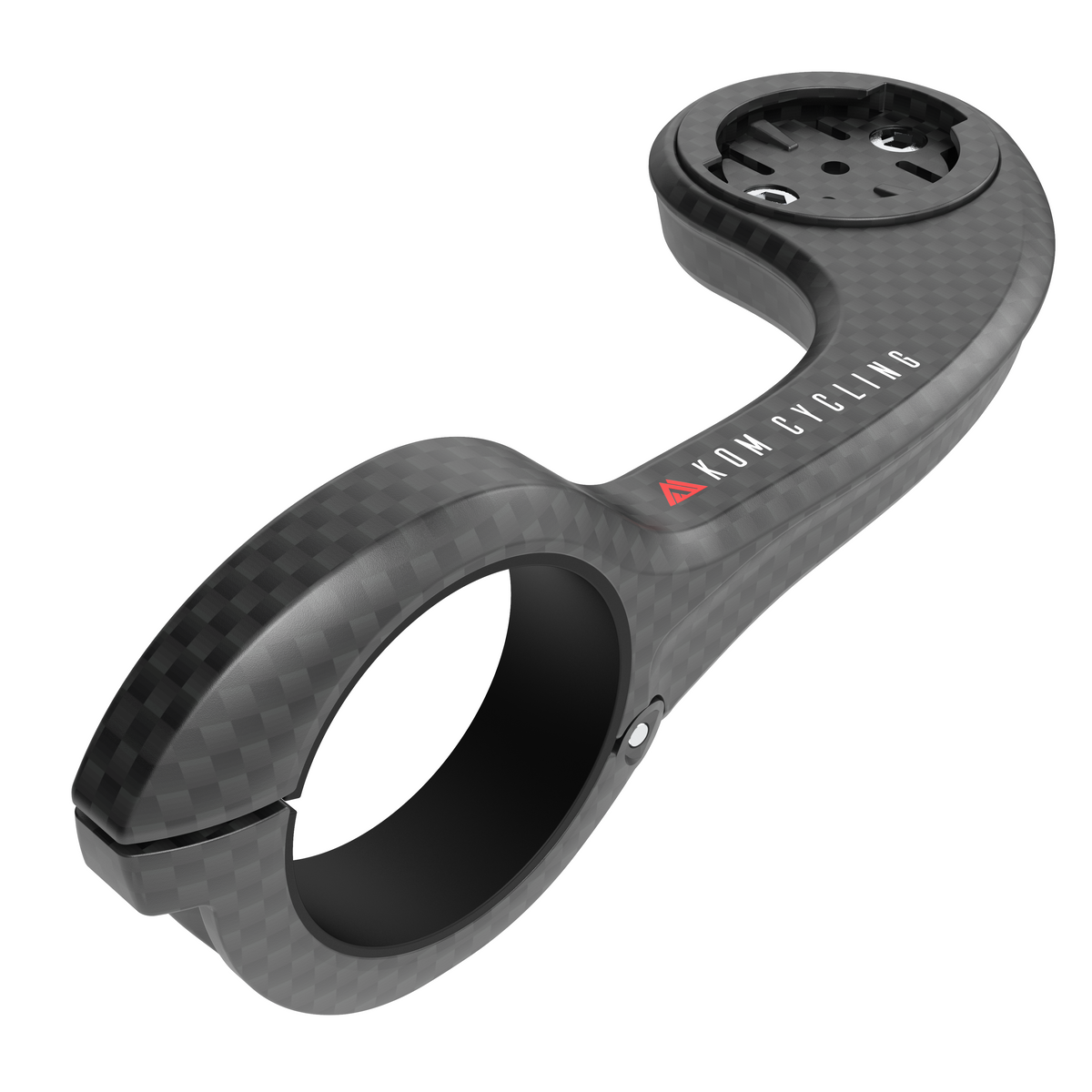 KOM CM06 Quick Release Computer Mount with GoPro Adapter, carbon out-front mount, angled view