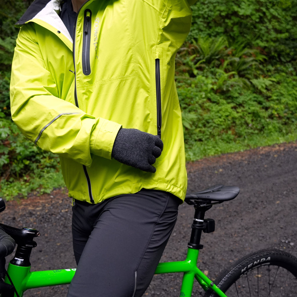 Men's Century Jacket, hi-vis yellow, side view on a rider