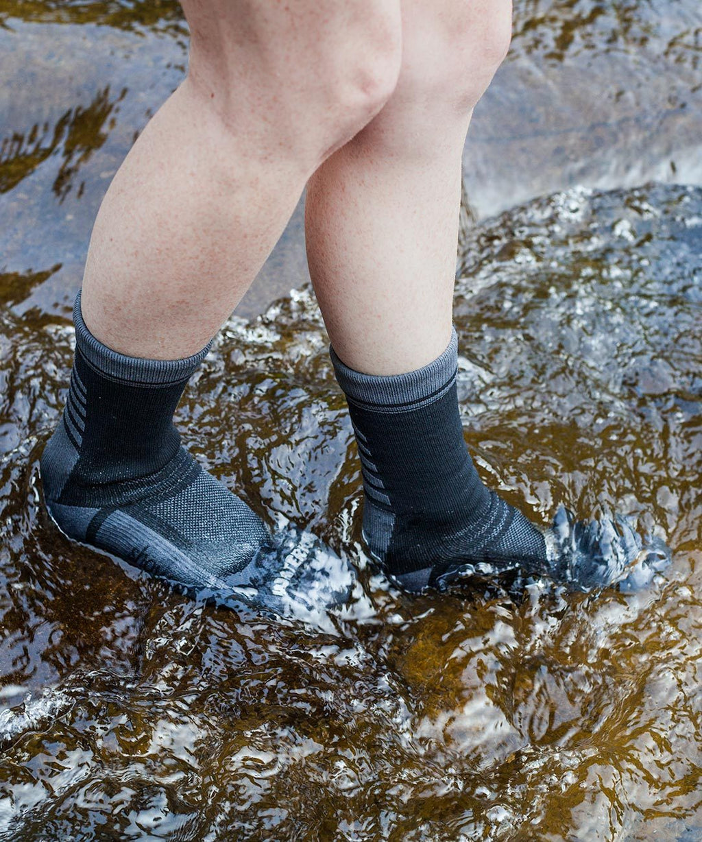 Cross Point Waterproof Socks: Sport, worn standing in a stream