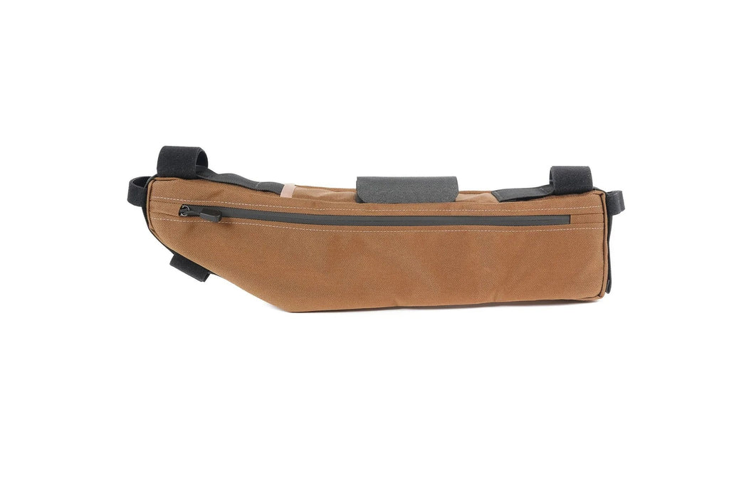 Outer Shell Half Frame Bag, tan, side view