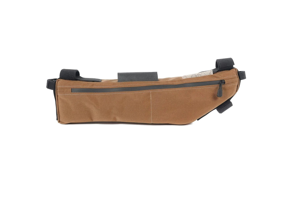 Outer Shell Half Frame Bag, tan, side view