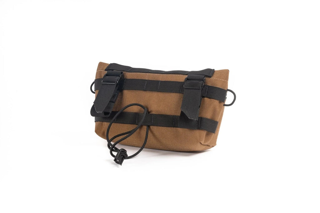Outer Shell Mini Bar Bag, tan, rear view with straps