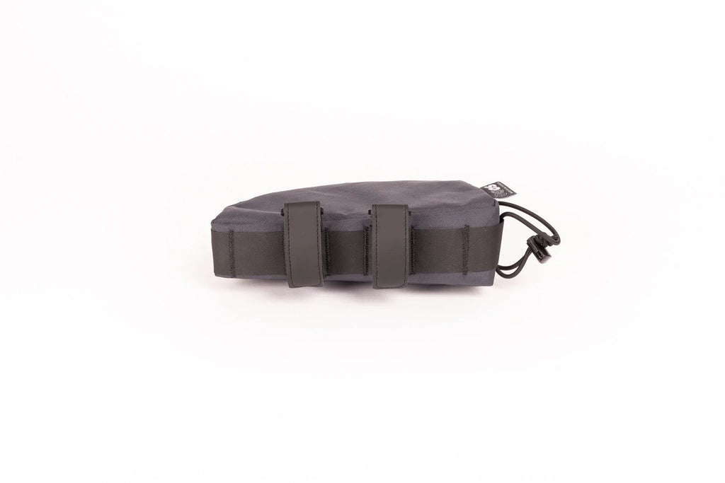 Outer Shell Top Tube Bag, bottom view with straps fitted