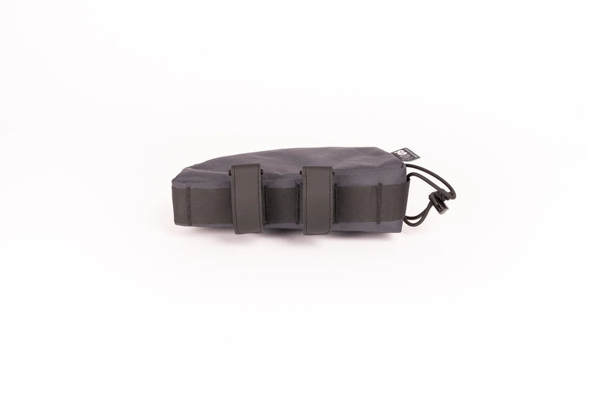 Outer Shell Top Tube Bag, bottom view with straps fitted