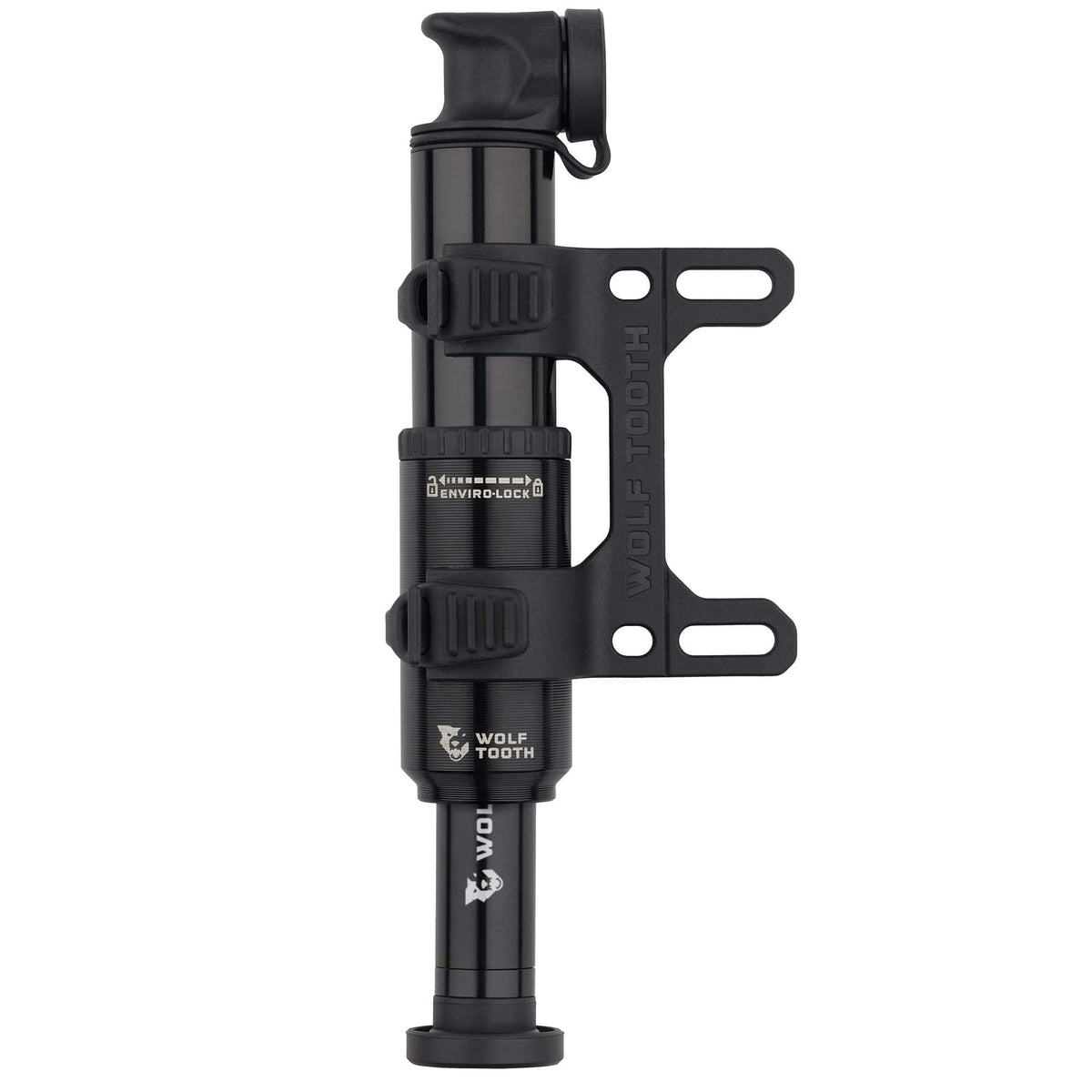 Wolf Tooth EnCase Pump 40cc, pump in its mount, hose extended