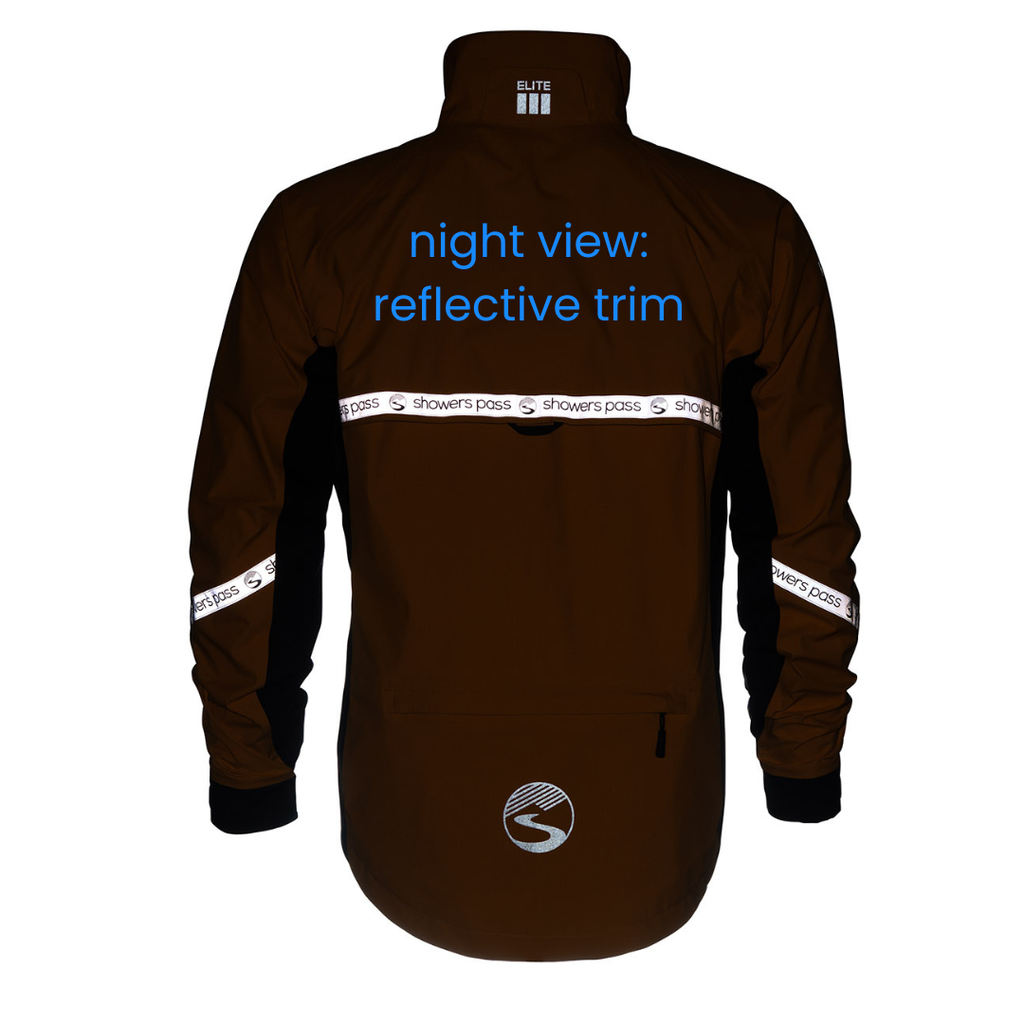 Men's Elite III Jacket, night view of the reflective trim, back