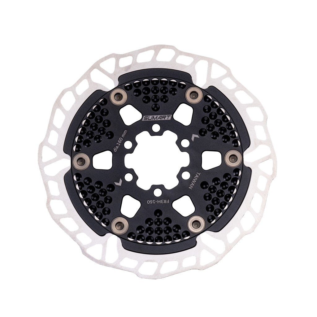 Sumart FR3H Floating Disc Brake Rotor, 160 mm, black carrier and silver braking band