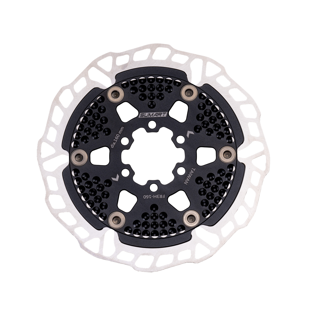 Sumart FR3H Floating Disc Brake Rotor, 160 mm, black carrier and silver braking band