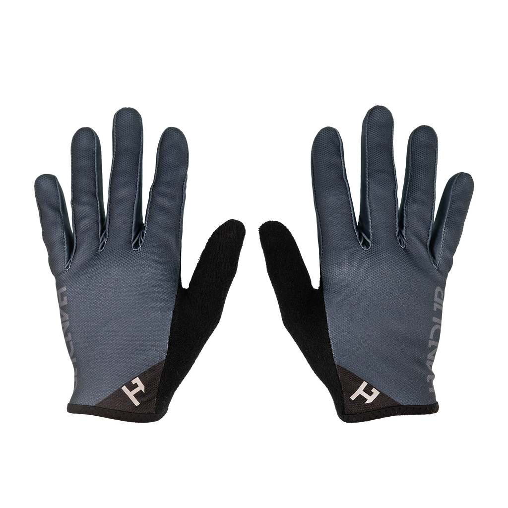 Handup Gloves, Blue Steel, pair laid flat, back of hand