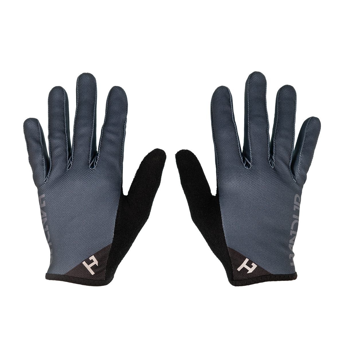 Handup Gloves, Blue Steel, pair laid flat, back of hand