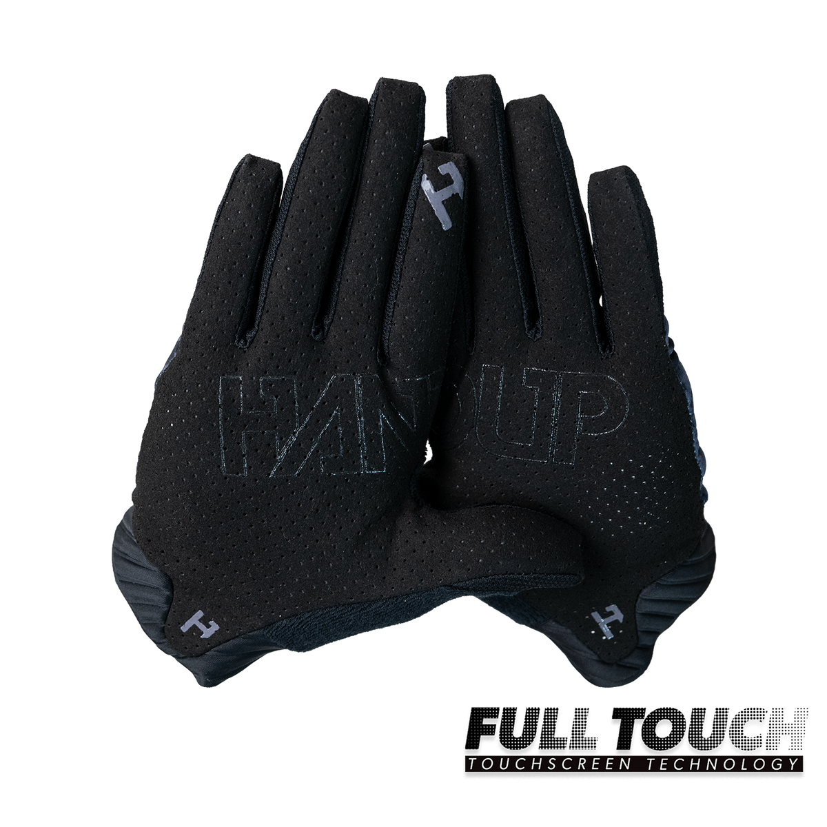 Handup Pro-Tection Gloves, Acid Wash Grey, pair shown together, palm side, touchscreen fingertips