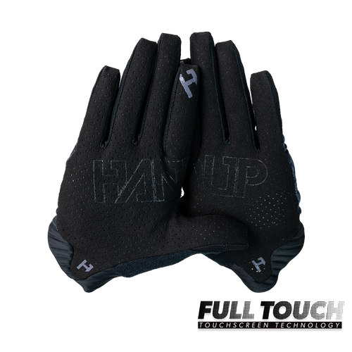 Handup Pro-Tection Gloves, Acid Wash Grey, pair shown together, palm side, touchscreen fingertips