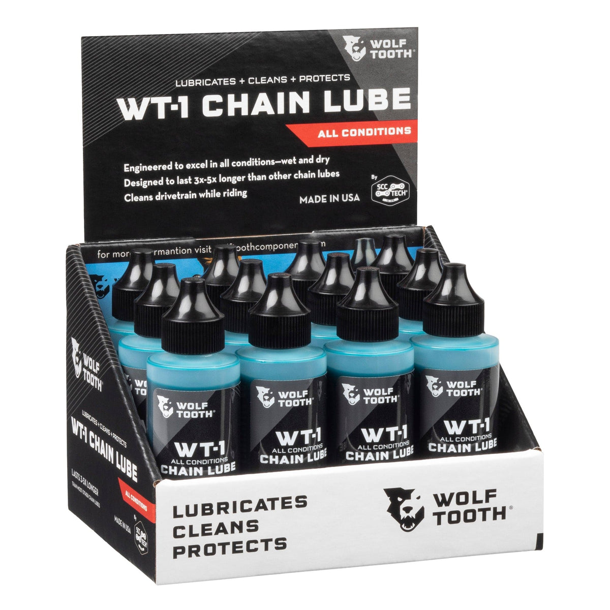 Wolf Tooth WT-1 Chain Lube, counter display box of small bottles