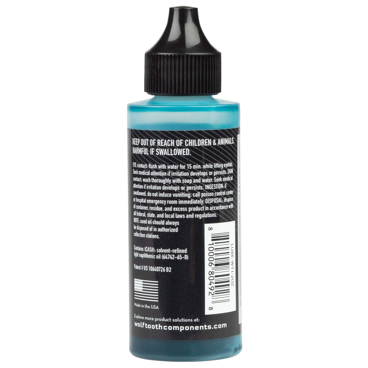 Wolf Tooth WT-1 Chain Lube, bottle, back label
