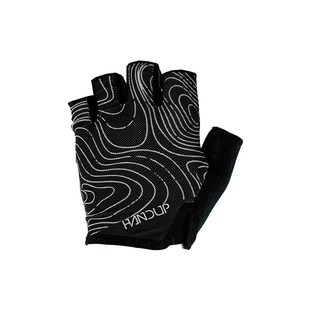 Handup Shorties Fingerless Gloves, Topo Map Black cycling glove