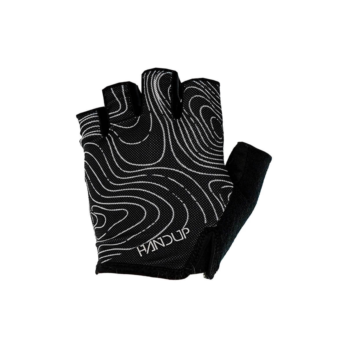 Handup Shorties Fingerless Gloves, Topo Map Black cycling glove